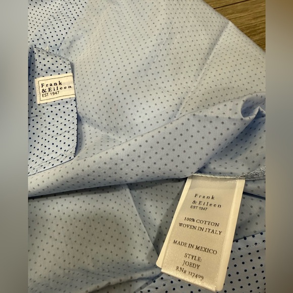 Frank & Eileen Boyfriend Cotton Button-Up Shirt BLUE DOT Sz L NEW - Picture 10 of 11